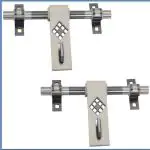 Atom Heavy Duty 9.6 inch Steel Aldrop for Wooden and PVC Doors for Home Main Door/Bathroom/Wardrobe - Pack of 2 (Finish Black Silver)