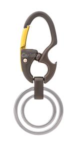 Caristo Premium Hook Locking Two Rings (KC-61) Grey Metal Keychain for Car Bike Men Women Kids Keyring