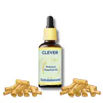 Clever Pure Sandalwood Essential Oil for Fragrance, Skin, Bathing (30ml) - Chandan Oil with Dropper for Stress Relief & Relaxation - Organic Oil for Aromatherapy, Diffuser, Soap & Candle Making
