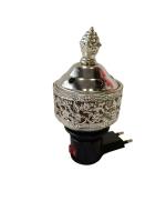 toynetics Bakhoor Dani Dhoop Dani Electric Burner Camphor Incense and Bakhoor Aroma Diffuser for Office Home and Living Area 2 pin Direct Plug in (Silver)