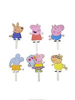 Hippity Hop Multicolor Peppa Pig Theme Happy Birthday Toppers (Pack Of 6)