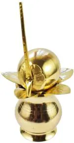 Real Craft Gold Brass Glossy Mangal Kalash With Nariyal And Leafs For Diwali Pooja Coconut Mango Leaves