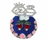 THE BRIDE MADE Wood Engagement Ring Tray Ring Holder Platter King Queen, Silver _