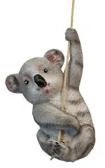 Wonderland Grey Resin Koala On Rope Statue - 21.6 x 16.8 cms