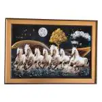 SHASWAT ART Crystal Reign Art Seven Horses Vastu Painting with Frame | Vastu Seven Running Horses | home decor items for living room (14x20 Inch) 20732