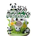 Zyozique Panda Cake Topper Happy Birthday Bear Cake Decorations for Kids Girls Boys Panda Theme Birthday Baby Shower Party Supplies