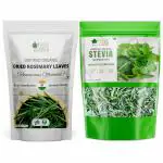 Bliss of Earth Dried Rosemary Leaves Organic & Organic Stevia Leaves Dried, Natural & Sugarfree Great Health & Immunity Combo Each 100g