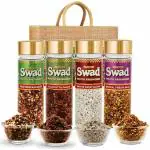 Panjon Swad Combo Mouth Fresheners (White Sweet Saunf, Navratan Elaichi, Calcutta Paan & Royal Fresh Mukhwas) 100% Vegan & Gluten-free | Special Pack of 4, Jute Gift Set