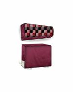 The Furnishing Tree 1 Ton Bluestar QBTU Maroon Checkered PVC Split AC Cover Set (25.4 x 99.1 cm)