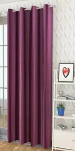 Parda Online Wine Long Crush Solid Eyelet Plain Window Curtain 5ft, (Pack of 2)