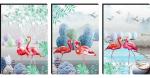 SAF Set of 3 Flamingo Nature Large Embossed MDF Without Frame Panel Painting 36 Inch X 18 Inch PHSX30049