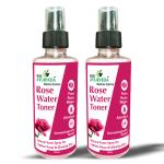 VEDICAYURVEDA Rose Water Toner 200ml, Toner Spray for Tighten Pores Gulab jal (Pack Of 2)