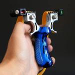 Marksman New Alloy Bow Head Resin Handheld fishing Catapult with Extra Latex Rubber Bands Blue