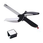 GEETA Clever Cutter Hitchen Scissors with Cutting Board, Stainless Steel Knife and Safety Buckle, Slicer Scissor Smart Food Chopper Tools for Cutting Vegetables Fruits