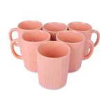 Anwaliya Ceramic Pink Coffee Mug, 300 Ml (Pack Of 6)