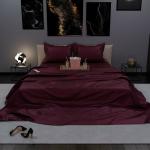 Stoa Paris Velvet Wine Sateen Double Bed Sheet with 2 Pillow Covers From Date Night Collection