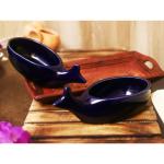 Jimkia Ceramic Platter Set (Black Color, Pack of 2) Handcrafted Decorative Platters | Serving Trays and Dishes Set | Can be used for Serving Biscuits, Namkeen, Snacks ( Capacity 250 GM ) Tray (Pack of 2, Microwave Safe)