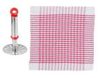 First Front Stainless Steel Potato Potato Masher With Kitchen For 1 Pcs Cotton Roti Clothe and Multicolour, (Pack of 2)