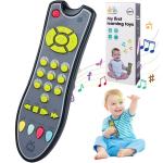Patpat PATPAT Musical TV Remote Control Toys with Light and Sound, Musical Early Educational Remote Toy Realistic Preschool Leaning Toys for 6 Months+ Baby Toddlers Boys Girls - Black