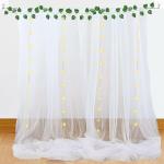 1iAM Decoration Net, Artificial Leaf, Light, Hook, Ribbon Combo Pack of 7-2pcs White Decoration Net, 1pc Green Small Money Plant Leaf, 1pc Rice Light, 2pcs Hook & 1pc Ribbon for Party Decoration