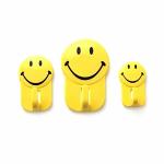 DeoDap 3Pcs Self Adhesive Multipurpose Smiley Wall Hook Heavy Duty Durable for Home & Wall Use Hook, Wall Hangers for Kitchen, Bathrooms, Office. Wall Hanging Hooks for Wall Without Drilling