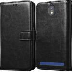 Tingtong Premium Leather Kickstand Wallet Flip Case Cover with Magnetic Closure for Jio Phone Next - Black