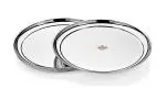 Vinod Stainless Steel Rajbhog Plate, Dinner Plate (Dia-28.5 cm, Pack of 2)