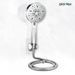 Plantex Hand Shower for Bathroom/5 Inch Round Multi-Function 8 Mode Shower Hand/Hand Shower Set with 1.5 Meter Flexible Tube Pipe with Self Adhesive Bracket - (Chrome)