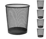 Lakeer Recycling Open Top Mesh Dustbin Trash Can Wastebasket, Dust Bin Without Lid, Round Metal Mesh Waste Basket for Home, Office, Small 25.4 cm, Pack of 5
