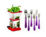 Blue Wonder Stainless Steel Chilly Cutter Cutter With Stainless Steel Handle Fork and (Multicolour, Pack of 2)