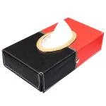 MOCKHE Leather Car Tissue Holder Box for Car, Home, Office with 100 Tissue Pulls - Chrom -Black-Red