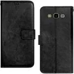 Juberous Vintage Flip Case Cover for Samsung Galaxy J7 Nxt Leather | Inner TPU | Foldable Stand | Wallet Card Slots - Black