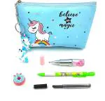 POKSI Combo Stationary Art Polyester Pencil Box l Set of 4 Multicolor