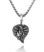 ANVIKA Unisex Stainless Steel Chain With Lord Krishna Leaf Stainless Steel Pendant, Indian Spiritual Jewelry For Girls And Boys, Hindu Religious Pendant