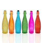 pb PapyrusBolsys Crack Glass Bottles, 1 ltr, Set of 6, Multicolor