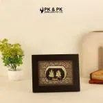 PK & PK JEWELLERS Laxmi Ganesh 24KT Gold Frame Carving Collection For Premium Temple & Home Decorative Showpiece - 21.5 cm