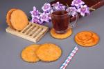 Vatsin Premium Resin Round Coasters With Wooden Stand Tea, Coffee Coasters for Home & Dining Table, Office, Table Accessories, for Gifting (Set of 6, Orange)