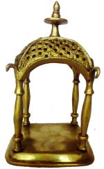 Kalarambh Brass Temple Mandir for Home Pooja Puja Room Living Room Decor Collectible Handicraft Art, Yellow, 7 x 4 x 4 Inch (L x W x H)