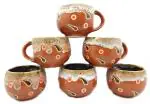 Millions joy Ceramic Multicolor Round Coffee and Tea Cup Microwave Safe 120 ML (Pack of 6)