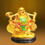 JRG Laughing Buddha for Money, Wealth and Good Luck Idol Statue (9 cms x 6 cms x 10 cms)