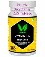 VITARUHE Vitamin B12 High Dose+ B6/Folic Acid, 365 Tablets Methylcobalamin & Sublingual for Maximum Effects, Vegan, 365 Tablets for 1 year Incomplete