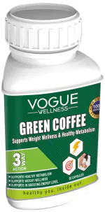 VOGUE Pharmaceuticals Pvt. Ltd. Vogue Wellness Green Coffee Bean Extract Capsules Natural Antioxidant for Weight Management Pack of 1- 60 Capsules