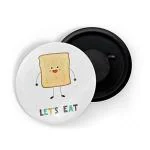 Dhcrafts White Metal Lets Eat White Printed Fridge Magnet, 5.8 Cm