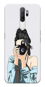 MobiEra Oppo A5 2020 Girl with Camera Design Plastic Hard Case Cover