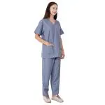 RANK Women's Regular Fit Scrub Suit for Nurses Polyester Cotton| V-Neck Top and Drawstring Pant |Half Sleeves Uniform for Doctors, Nurses and Dentists Size - XL (Grey)