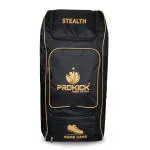 Prokick Stealth 1.0 Wheelie Cricket Kitbag| Polyester Cricket Kit Bag| Cricket Backpack| Men's and Woman's Kitbag|2 Bat Pocket Shoe Pocket Kitbag - Black/Gold