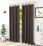 La elite Brown Colour Room Darkening Polyester Readymade Eyelet Long Door Curtains 9 x 4 ft (2 pcs)