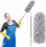 Homeleven Microfiber fan duster Cleaning fan duster Dusting fan brush Fan blade cleaner fan duster Ceiling fan duster Extra-Long Dusters with Extension Pole Grey Color