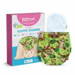 Bumtum Ultrahygiene Freesize Cloth Diaper for Babies 0 to 3 Years | 3 Washable & Reusable Diaper and 3 Cotton Soaker Baby Sloth Extra Soft Cloth Diaper