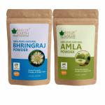 Bliss of Earth 100gm Bhringraj Powder Orgnaic, Herbal, Edible & 100gm Pure Natural AMLA Powder